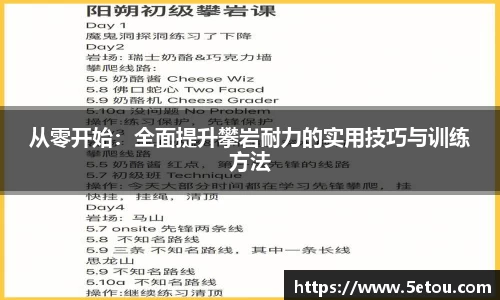 从零开始：全面提升攀岩耐力的实用技巧与训练方法